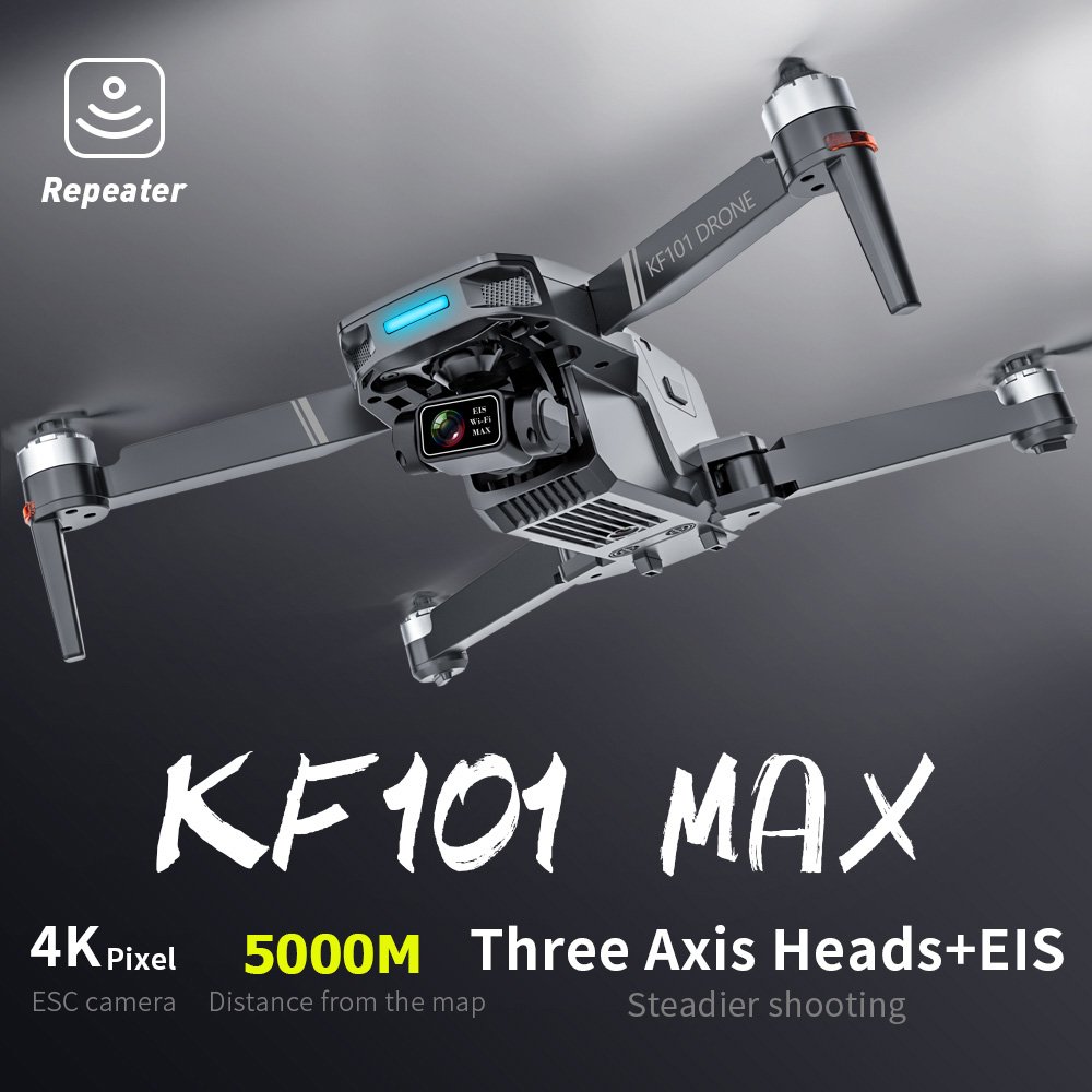 KF101 MAX1 Drone 4K Camera 3 Axis Gimbal Brushless GPS Quadcopter 5G WIFI Anti Shake EIS Dronas KF101 MAX1 4K kamera, 3 ašių gimbalas, bešepetėlinis variklis, GPS, 5G WIFI, 5km nuotolis, 30mins skrydžio trukmė